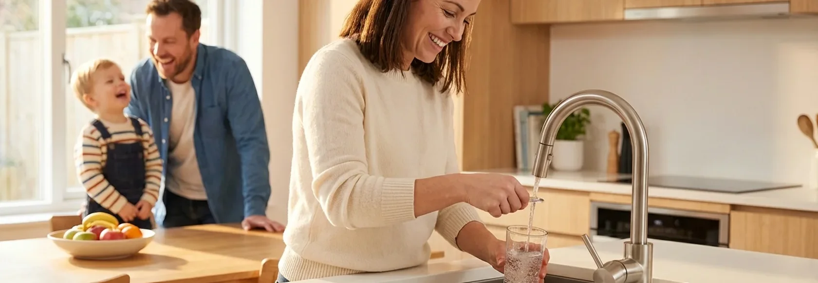 Family enjoying clean, safe water at home